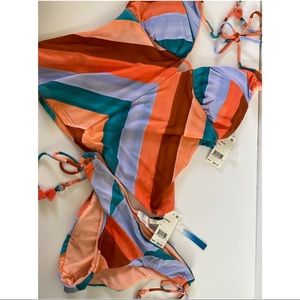 Lucky Brand Women's Bikini  Orange//Sonoma Sky, M